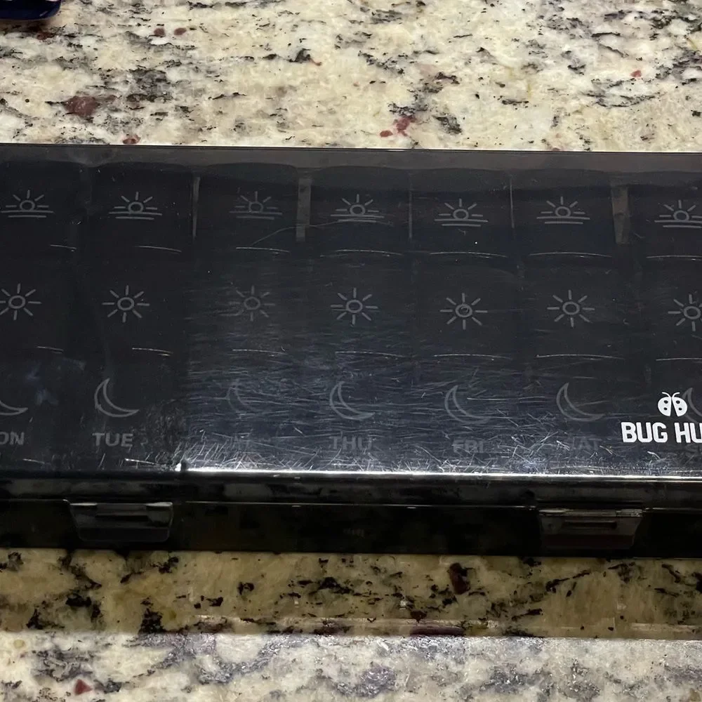 Bug Hill Black Weekly Pill Organizer (3X a Day/7 Days a Week) Great for Travel